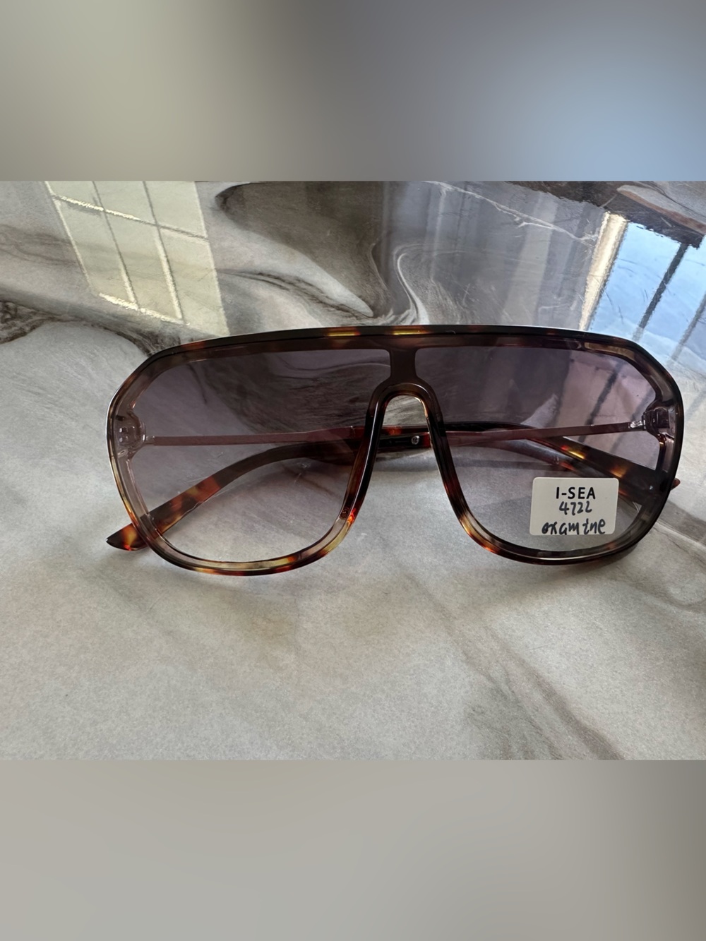 Oversized Tortoiseshell Shield Sunglasses - Brown Gradient